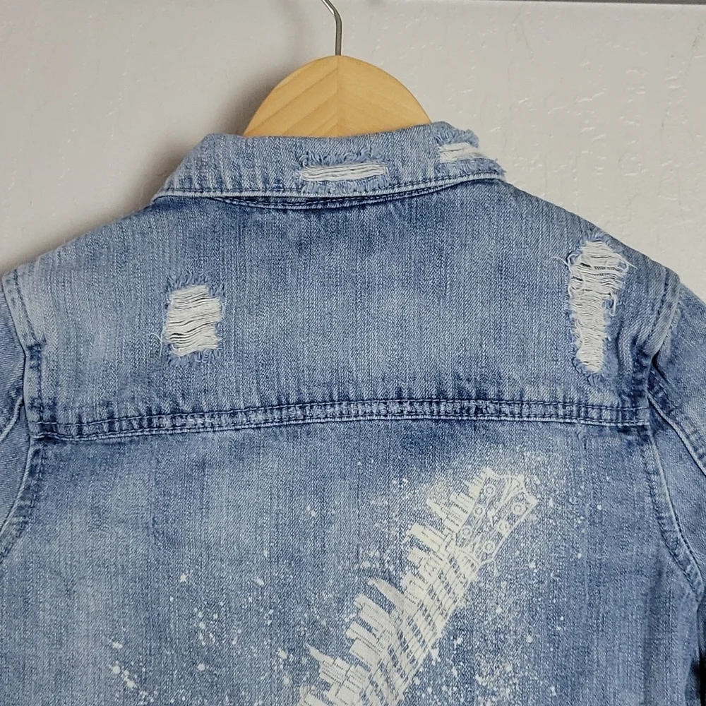 ART CLASS Graphic Studed Denim Jean Jacket M